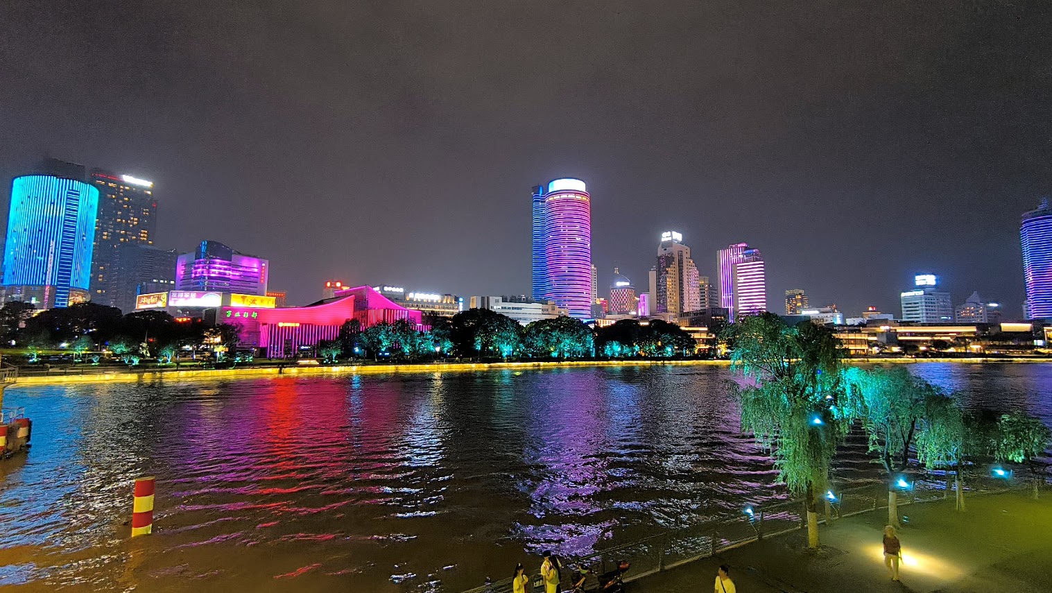 An evening view of Ningbo during the trip.